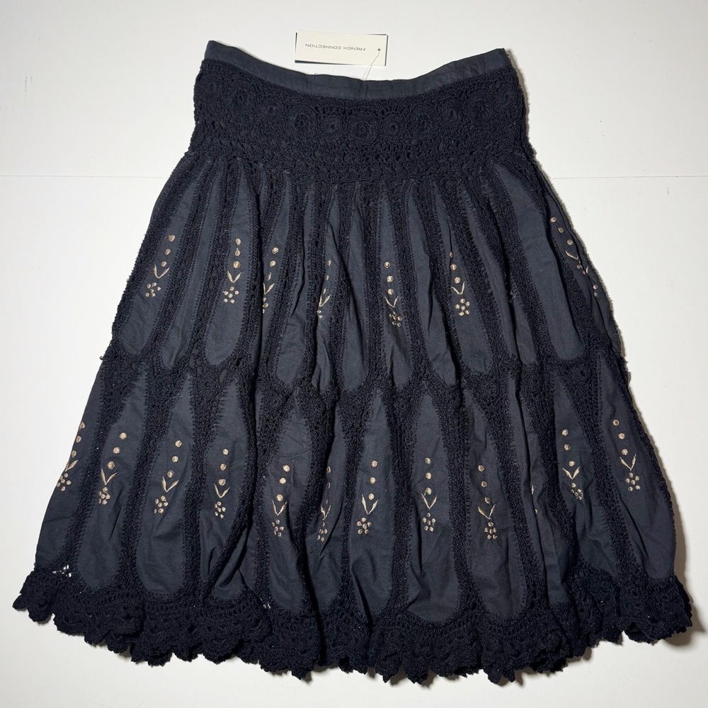 French Connection Embroidered Eyelet Midi Skirt